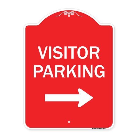 Signmission Visitor Parking With Right Arrow Heavy-Gauge Aluminum Architectural Sign, 24" x 18", RW-1824-9742 A-DES-RW-1824-9742